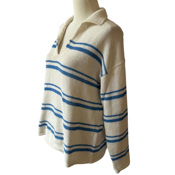 J MCLAUGHLIN SWEATER STRIPED COTTON NYLON LINEN BEACHY BREATHABLE CASUAL CHIC M - Picture 5 of 9